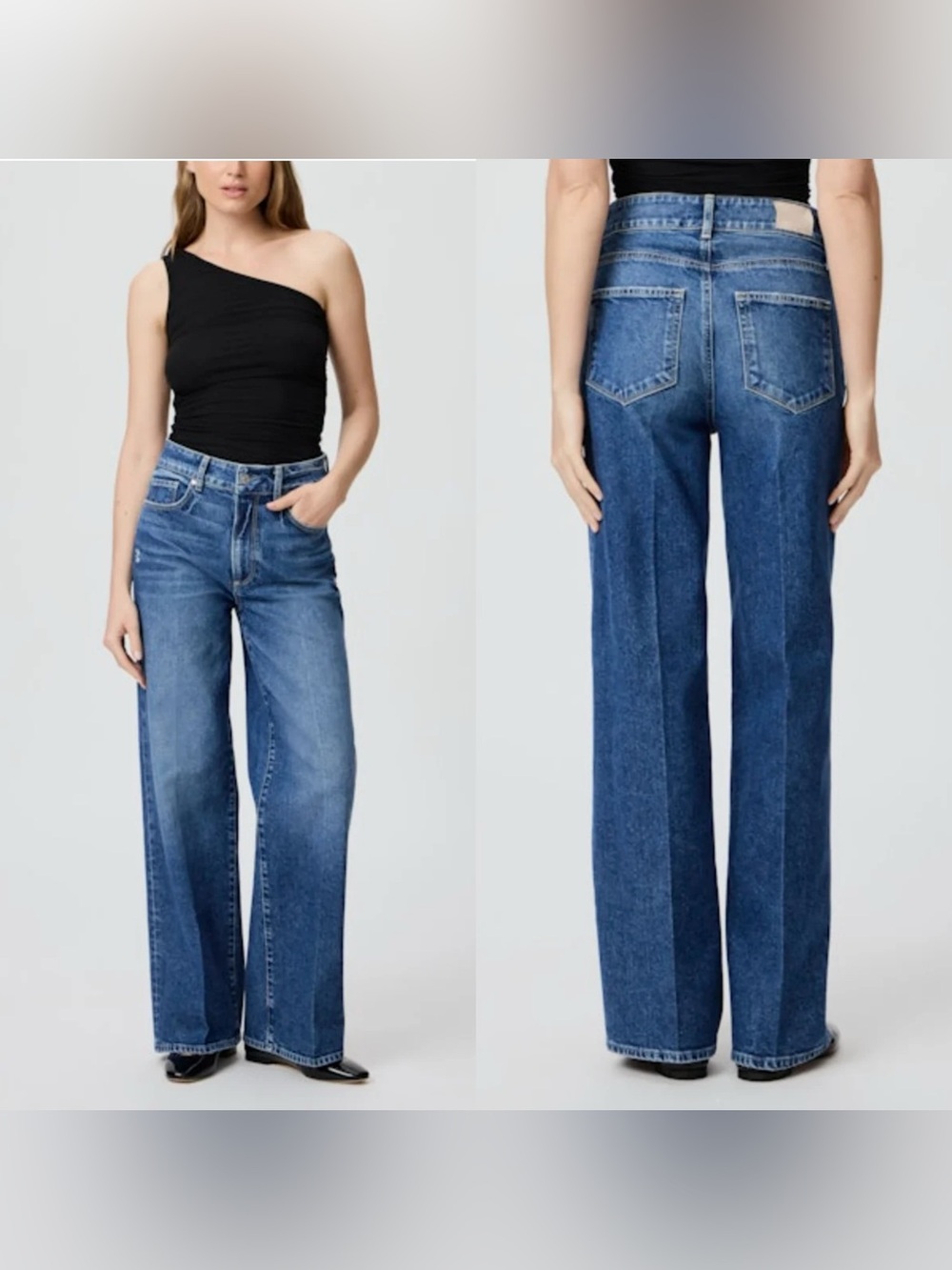 NWT SASHA 32" WIDE LEG JEAN in “MODERNISM” medium wash